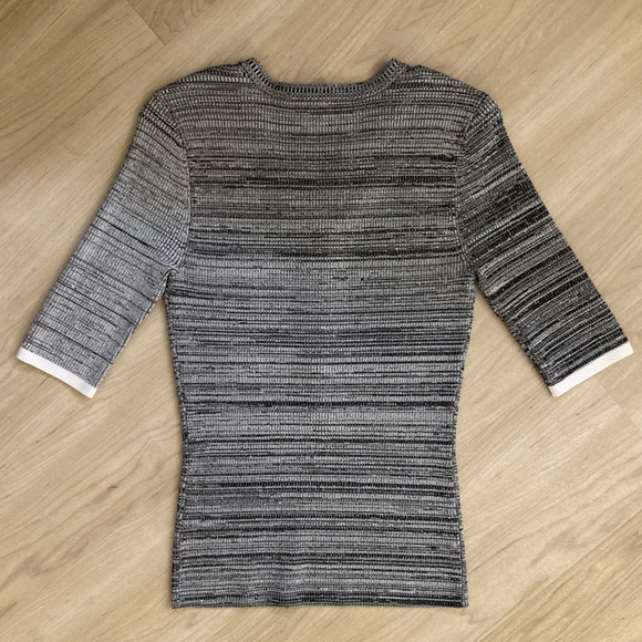 A.L.C. Sweater Knit Henley Top in Gray & White Blend Size Small NWT $298 - Picture 4 of 5